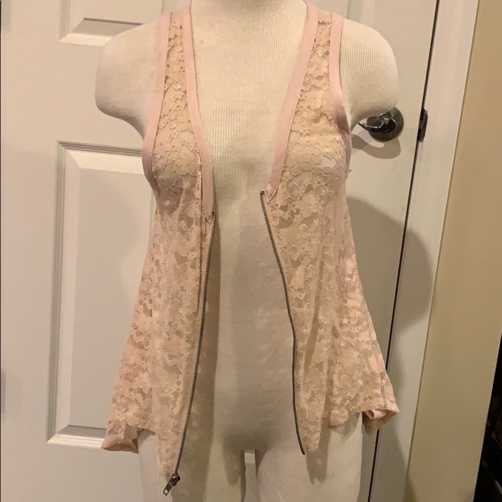 Soft Pink Lace Tank Top Vest